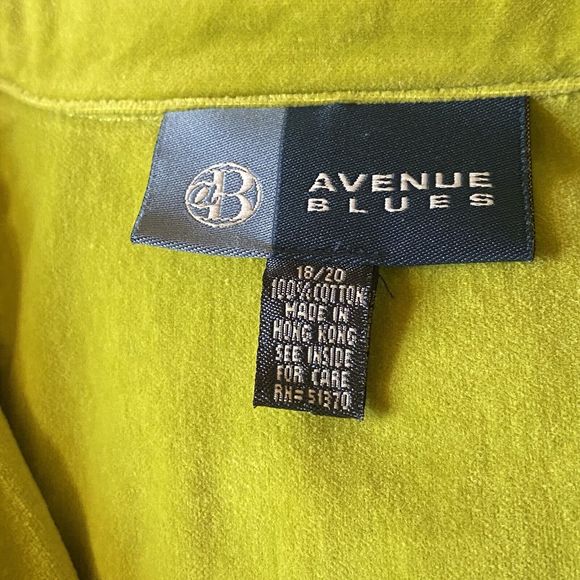 Avenue Blues Vibrant Green Velvet Full Zip Casual Cotton Jacket Women’s Sz 18/20 - Picture 5 of 8